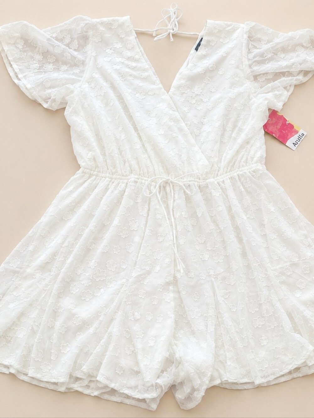 ARULA White Eyelet Wrap Romper - Picture 3 of 7